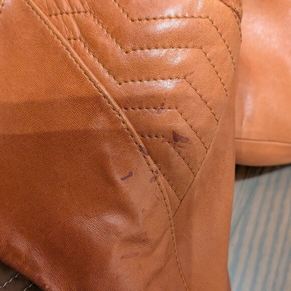 Cortefiel Vintage Brown Leather Coat Size 46 - Picture 10 of 13